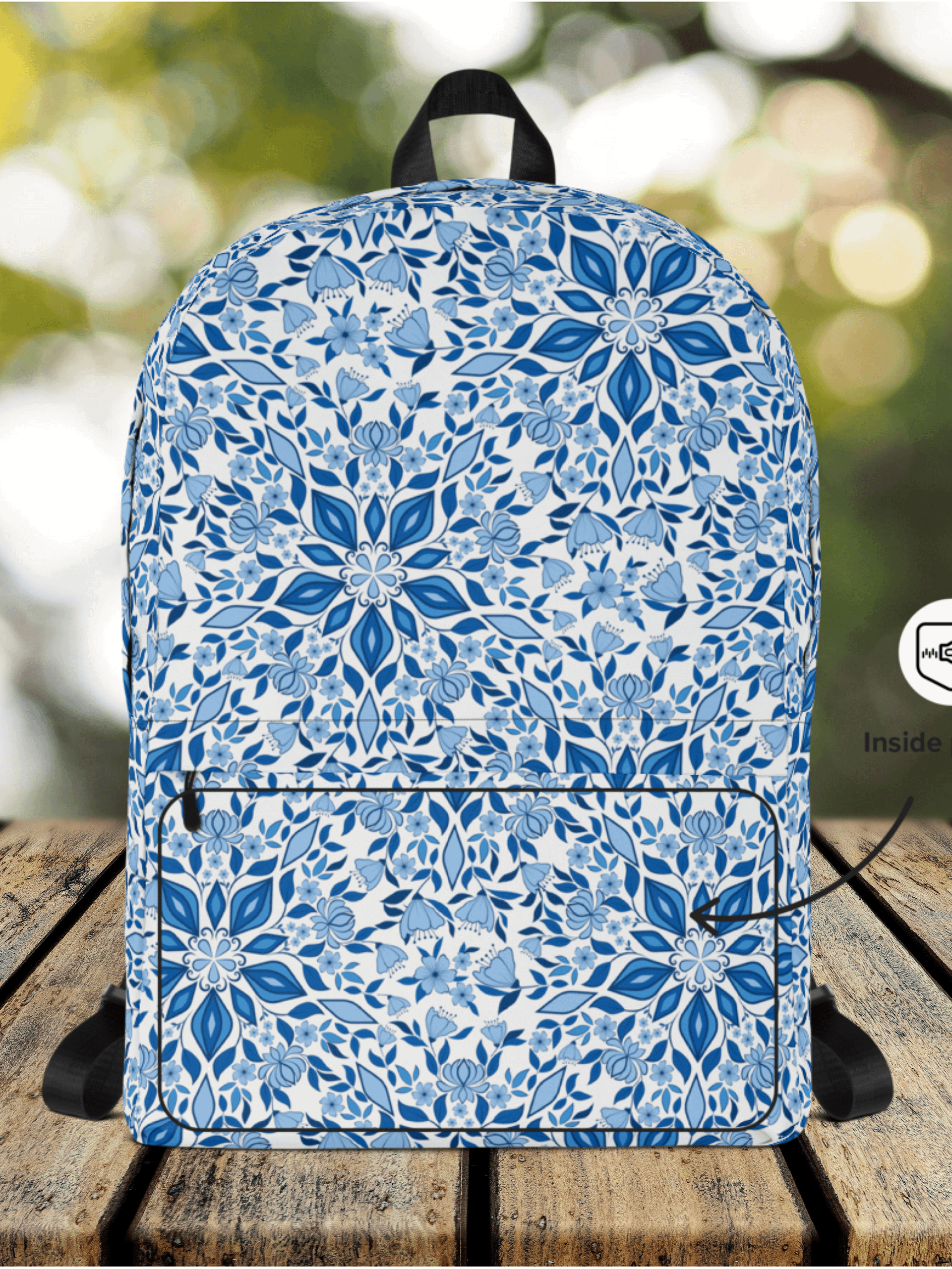 Blue Flower Kaleidoscope Backpack product image (1)
