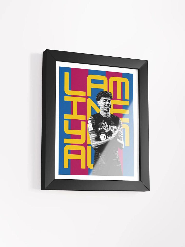 Lamine Yamal BW Barcelona Name Art Framed Print product image (2)