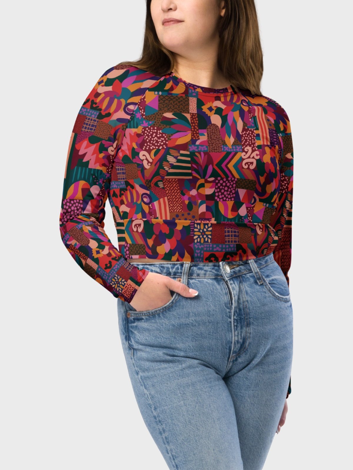 Recycled Crop Top "Abstract African Ethnic Pattern" product image (5)