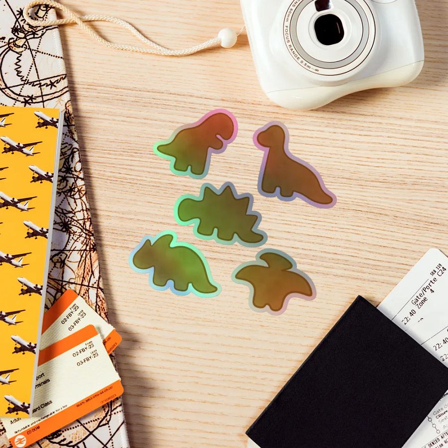 Dino Nugget Holographic Hand-drawn Stickers - 5 Pack product image (5)