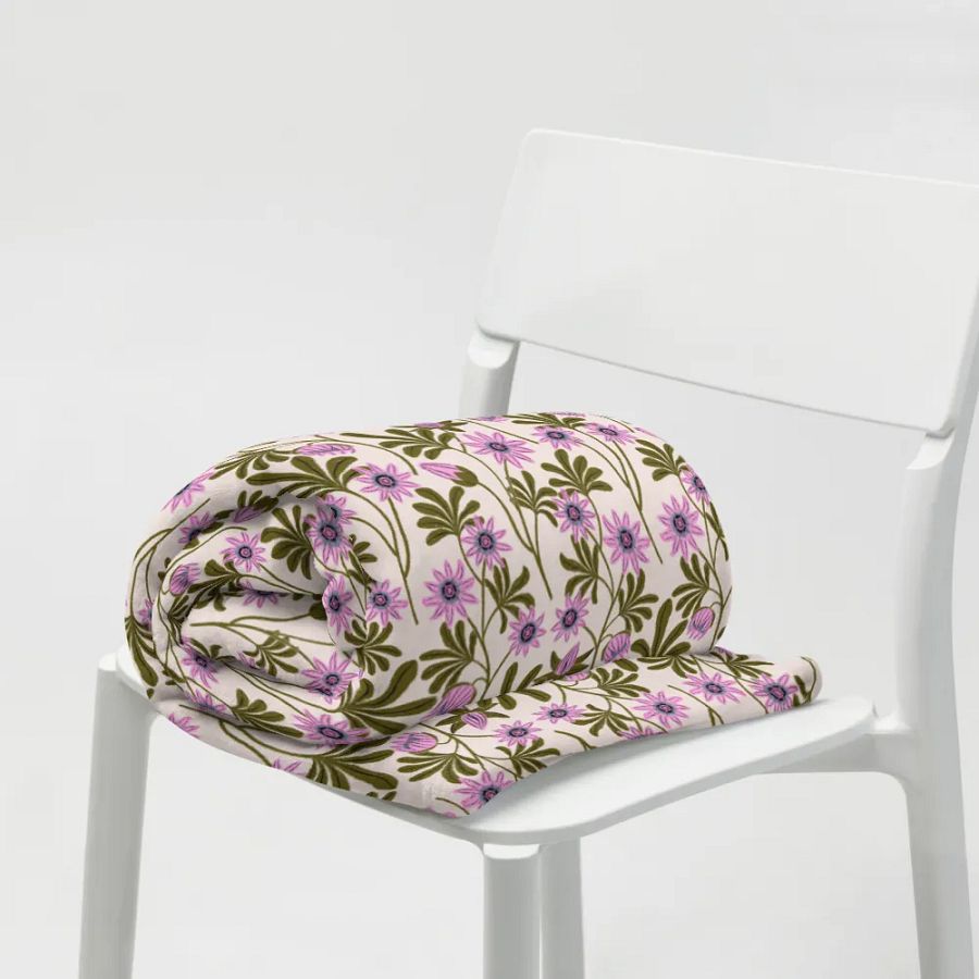 Passion Blooms - Pink and Green - Throw Blanket product image (9)