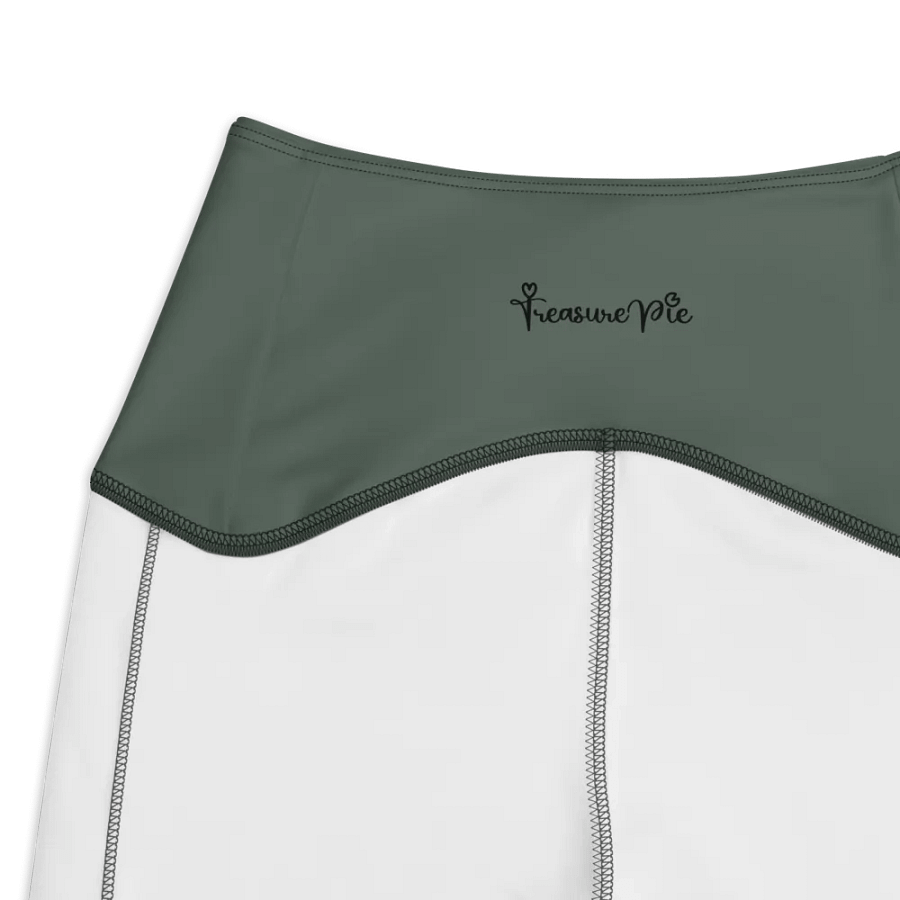 Plain Dark Sage Green Soft Summer Women's High Waisted Premium Crossover Leggings with Pockets by Treasure Pie product image (4)