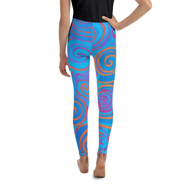 Funky Blue Dreams Liquid Tie-Dye Youth Leggings product image (2)