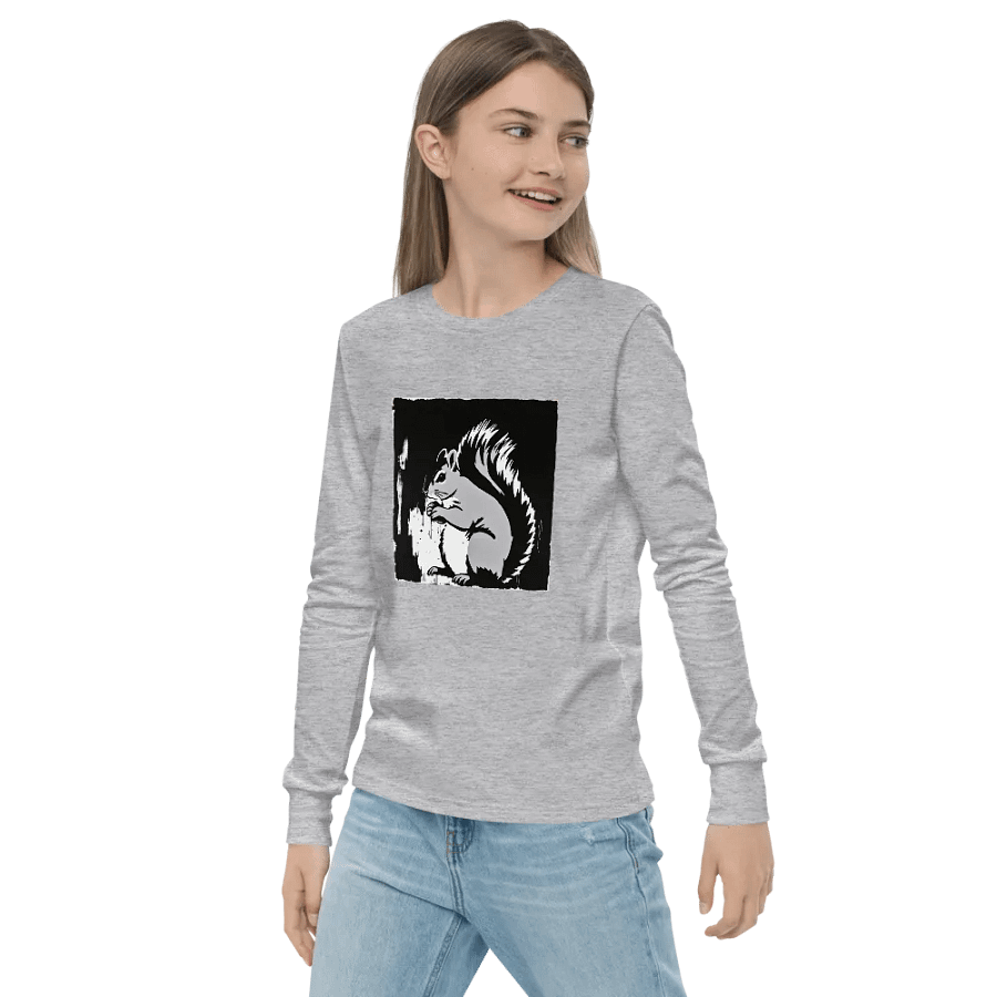 Whimsical Squirrel Sketch Youth Long Sleeve Tee product image (3)
