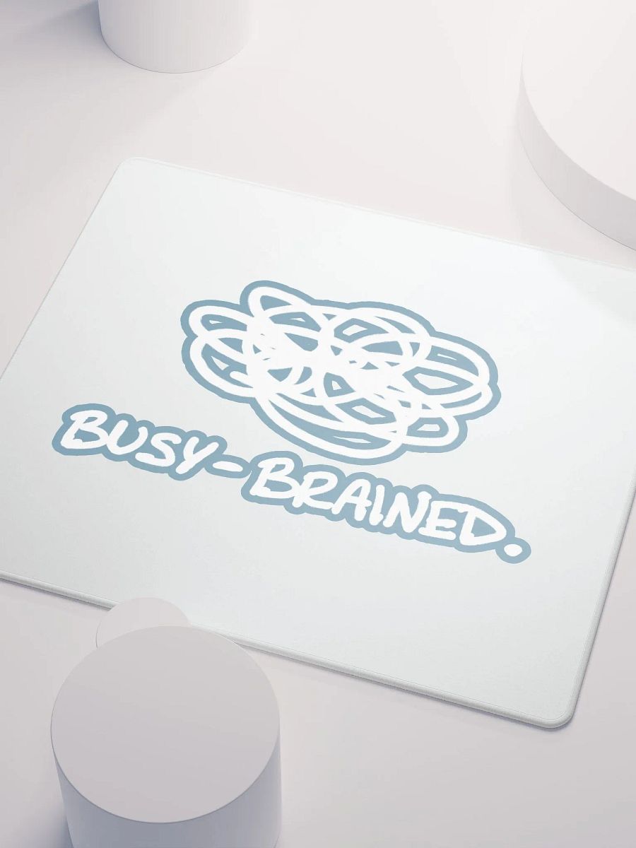 BUSY-BRAINED (lined design, #709AAF) mouse pad product image (3)