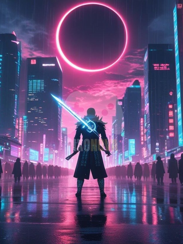 Eclipse Over Arcade City | Wide Digital Art Set (1472 x 832 px, PNG + PDF) product image (1)