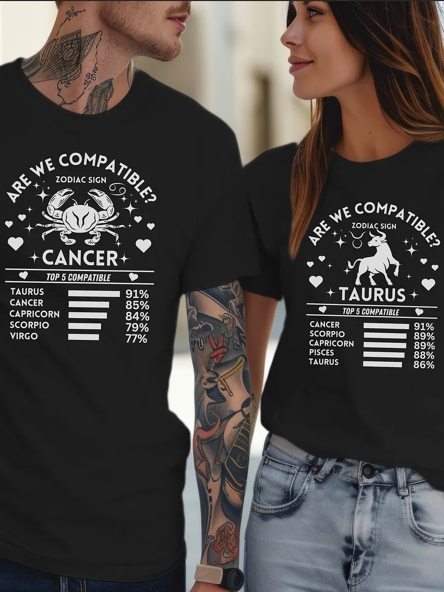 Cancer Zodiac Sign Romantic Compatibility T-Shirt - Dark Comfort Colors 1717 product image (2)