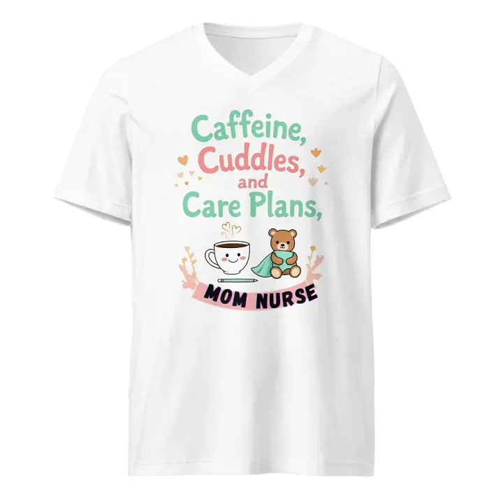 Mom Nurse Caffeine & Cuddles V-Neck Tee product image (5)