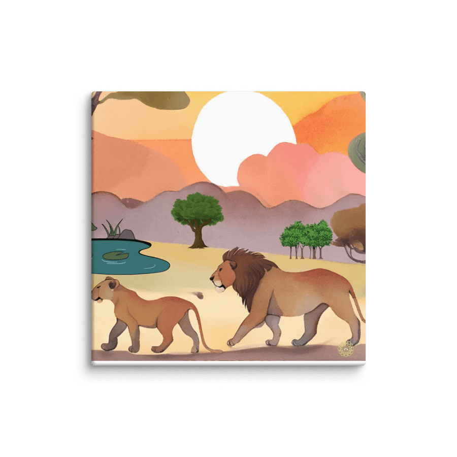 Savanna Sunset Lions Canvas product image (1)