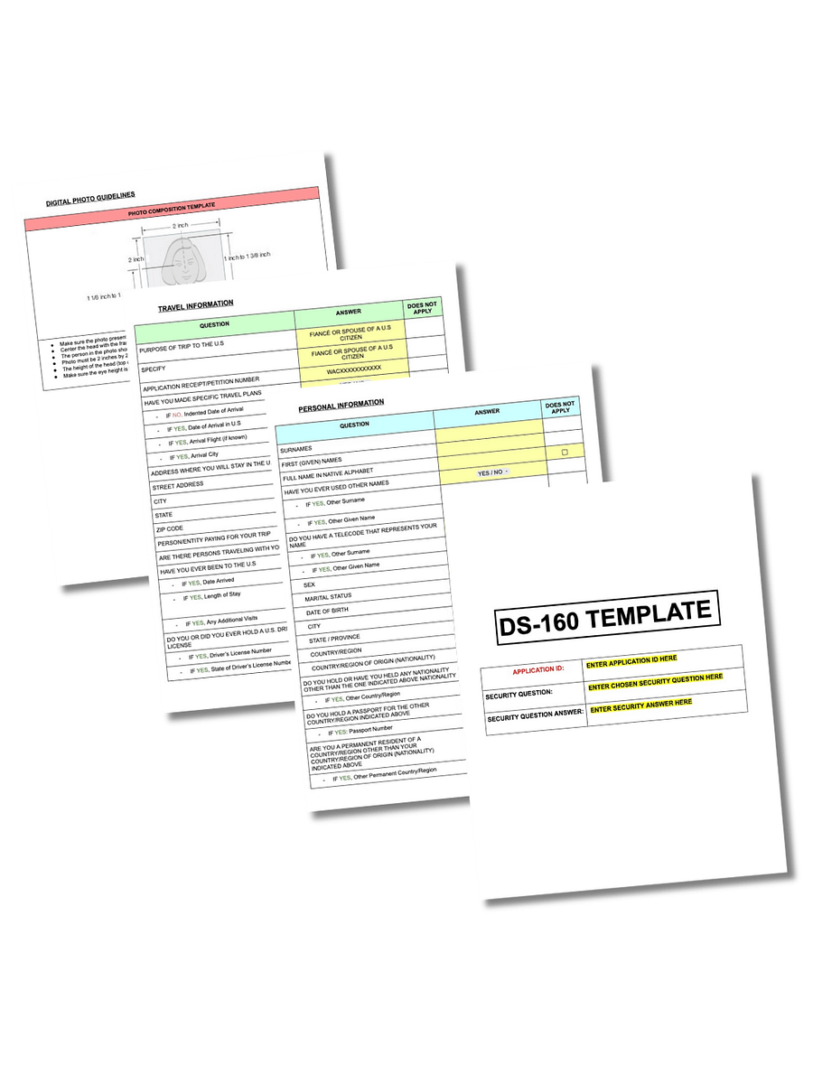 DS-160 Application Template product image (1)