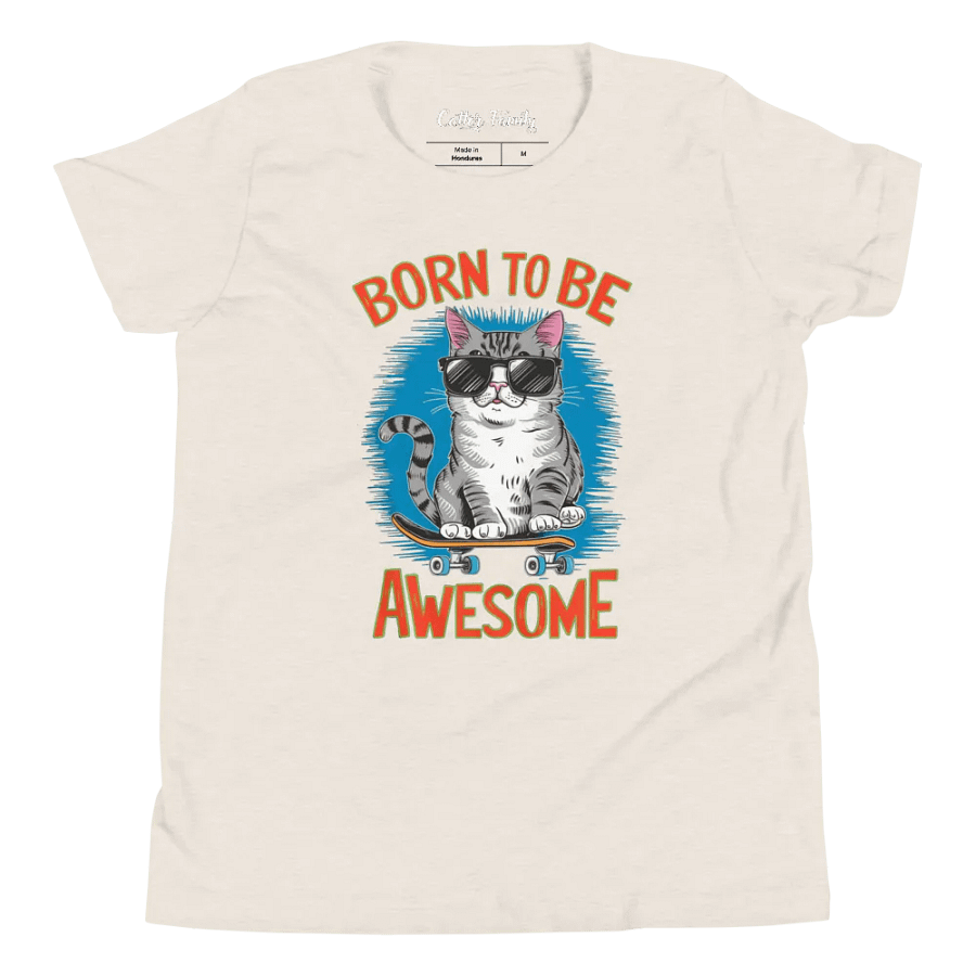 Cool Cat Skateboarder Youth T-Shirt For Kids product image (8)