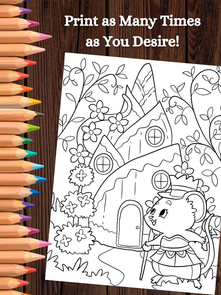 A Mouse and a House Printable Coloring Pages for Kids product image (5)