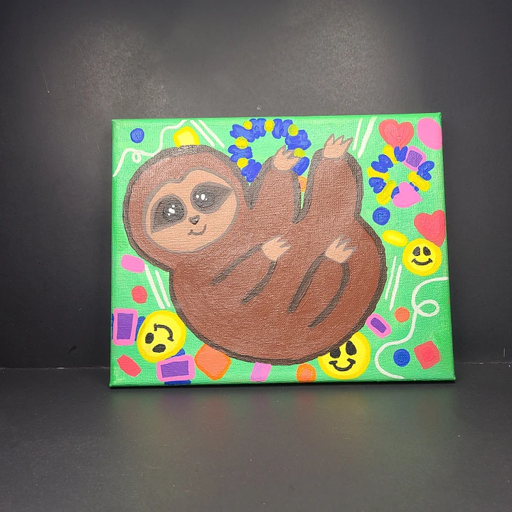 Boi PLUR Sloth 8x10 painting on canvas product image (1)