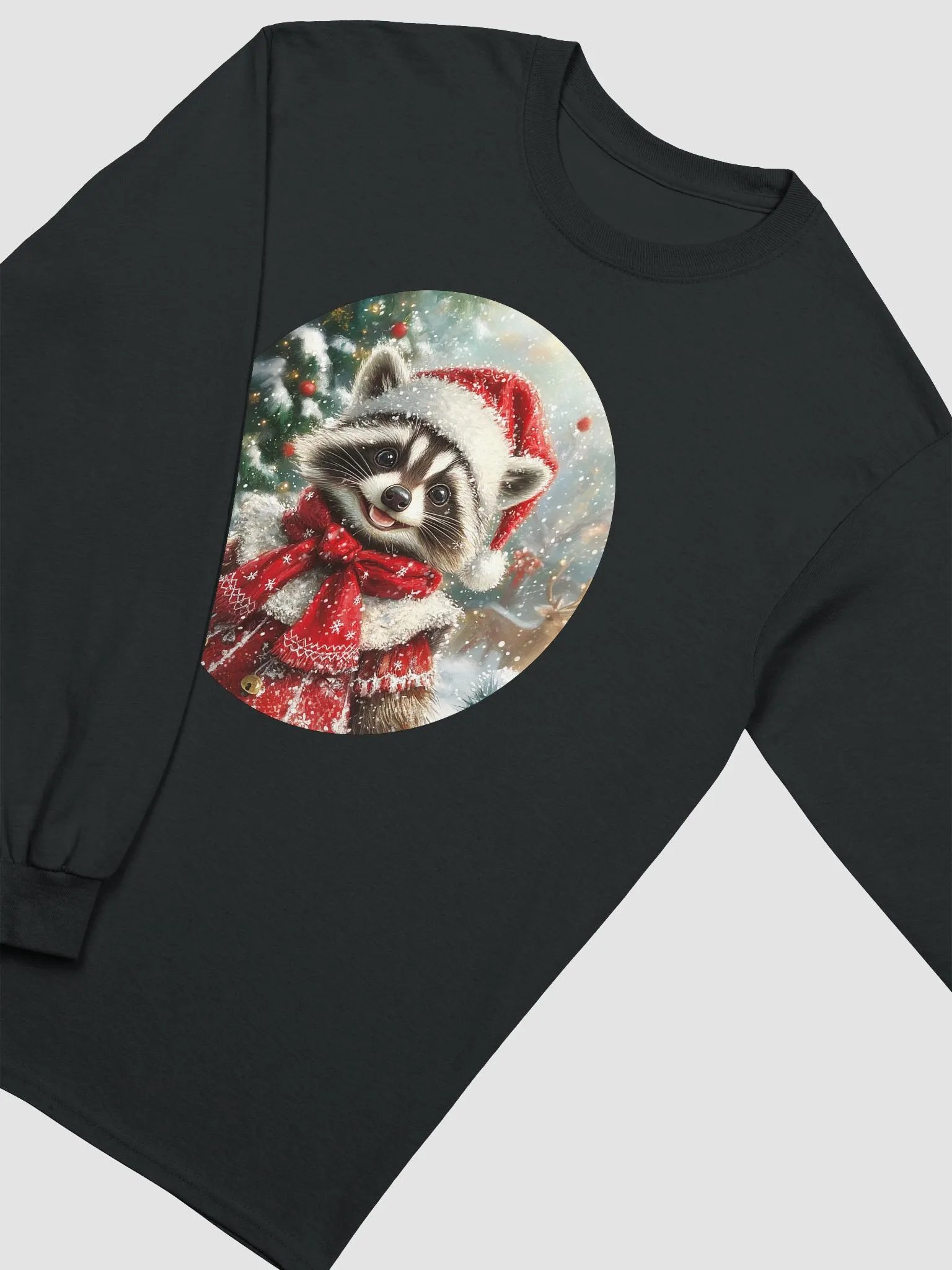Festive Raccoon Santa Long Sleeve Tee product image (15)
