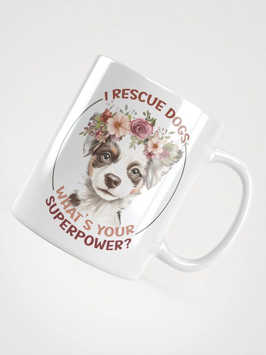Floral Crown Puppy White Glossy Mug product image (4)