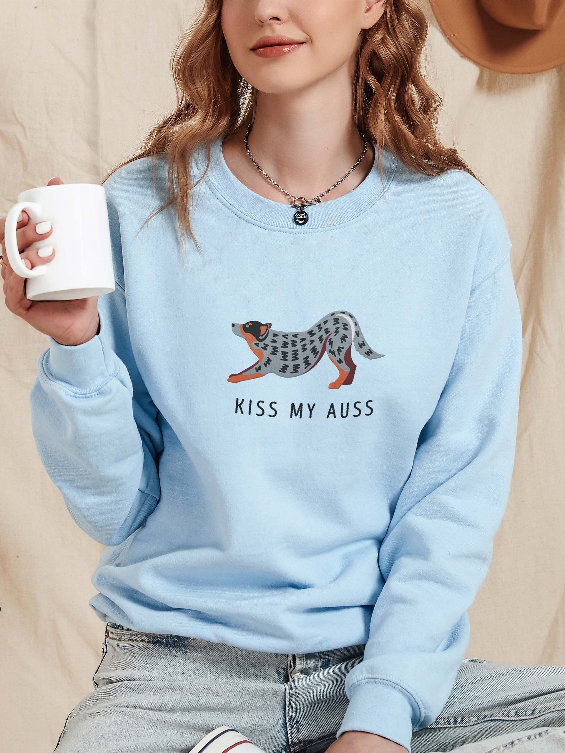 Kiss My Auss Sweatshirt (Embroidered) of an Australian Cattle Dog(Blue Heeler) product image (2)