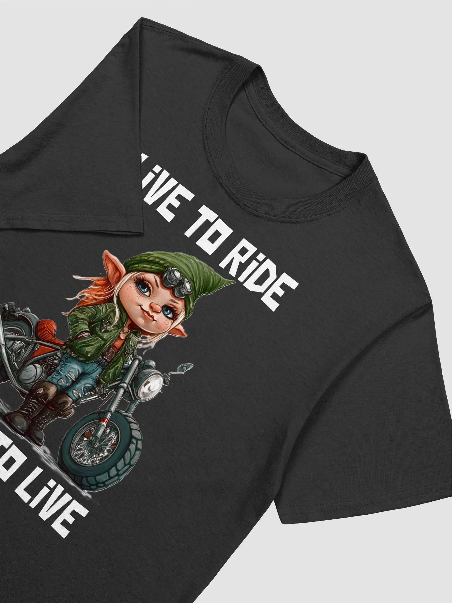 Live to Ride Ride To Live Female Biker Gnome T-Shirt product image (3)
