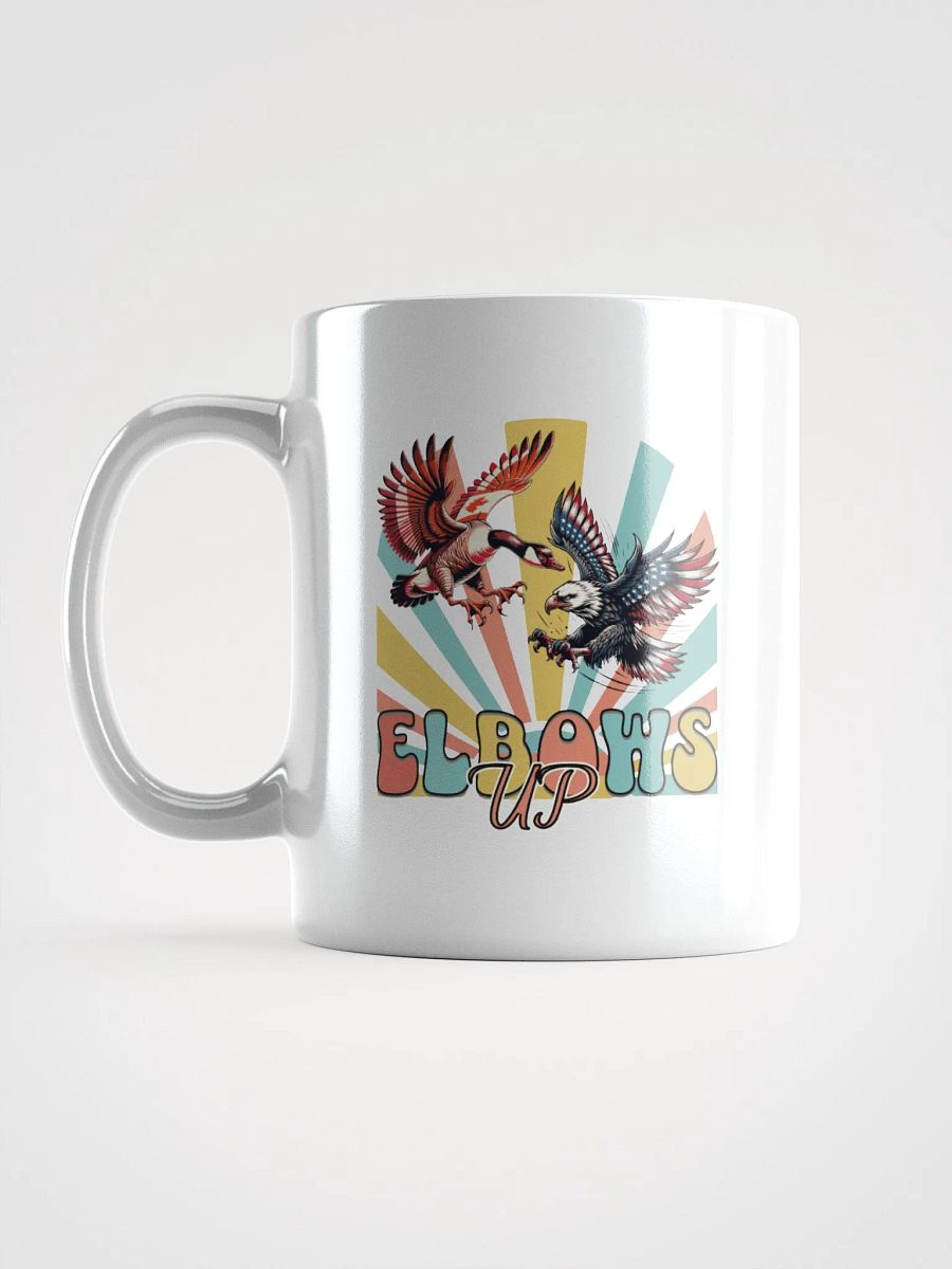 Elbows Up Canadian Goose Vs American Eagle Patriotic Confrontation Mug product image (1)