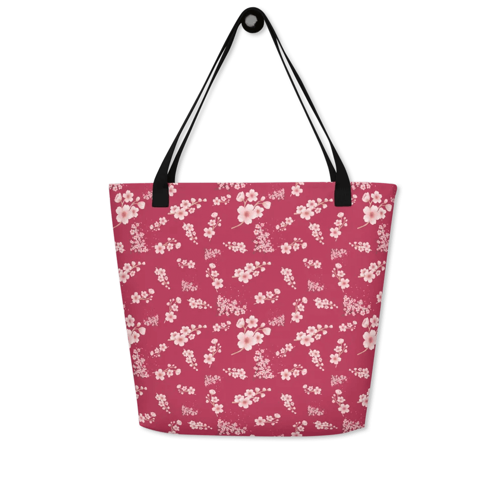 Cherry Blossoms on Magenta Floral Tote Bag product image (4)