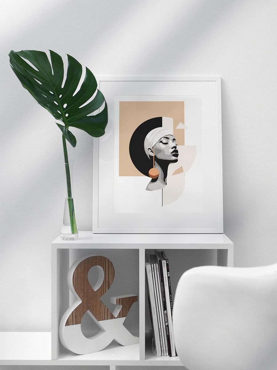 Elegant Minimalist Portrait Poster - Modern Abstract Woman Artwork with Geometric Shapes for Home Decor and Office Aesthetics product image (3)
