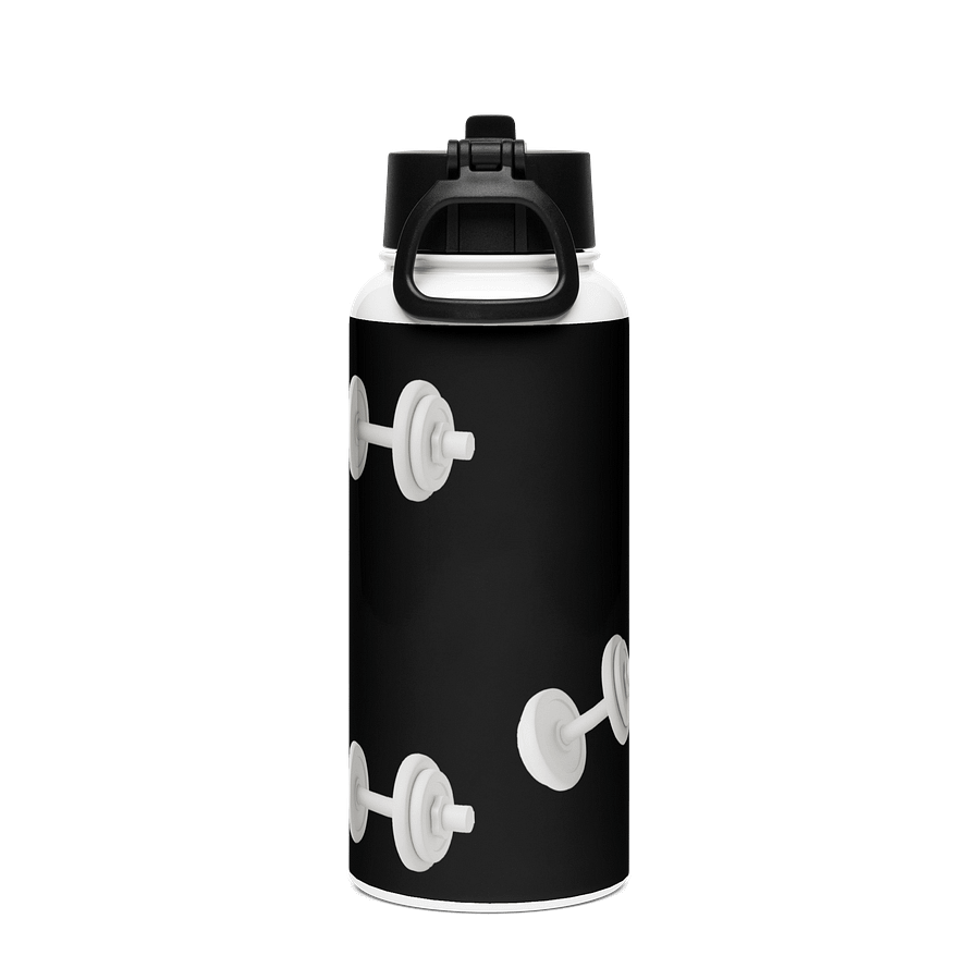 Black Glossy Grip Stainless Steel White Dumbbell Water Bottle product image (3)