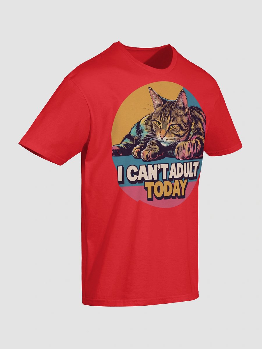 Funny 'I Can't Adult Today' Cat T-Shirt | Sarcastic Retro & Relatable Mood Tee product image (4)