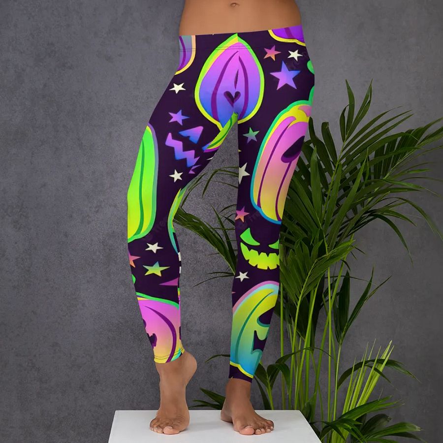 Neon Halloween Jack-O'-Lantern Leggings product image (5)