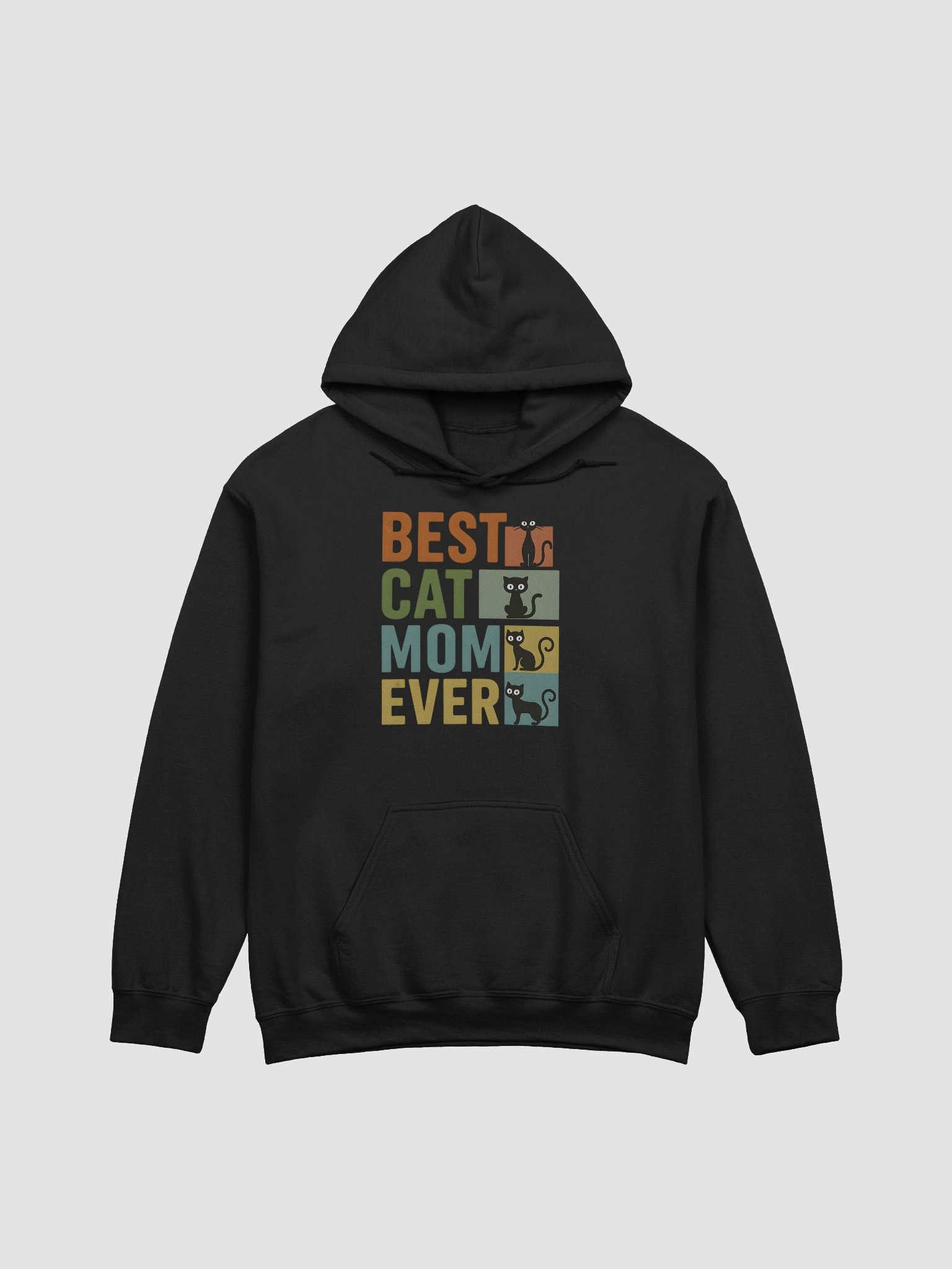 Best Cat Mom Ever Hoodie – Retro Block Style Graphic for Proud Cat Lovers product image (1)