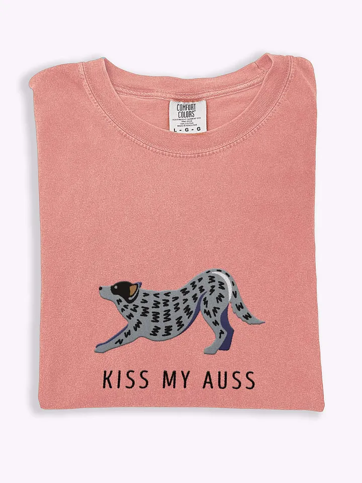 Kiss My Auss T-Shirt(Embroidered) of an Australian Cattle Dog(Blue Heeler 2) product image (1)