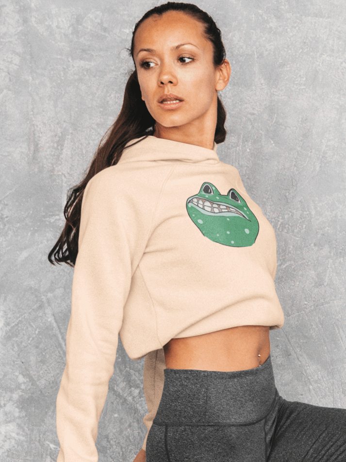 Shitterfrog fleece crop hoodie product image (1)