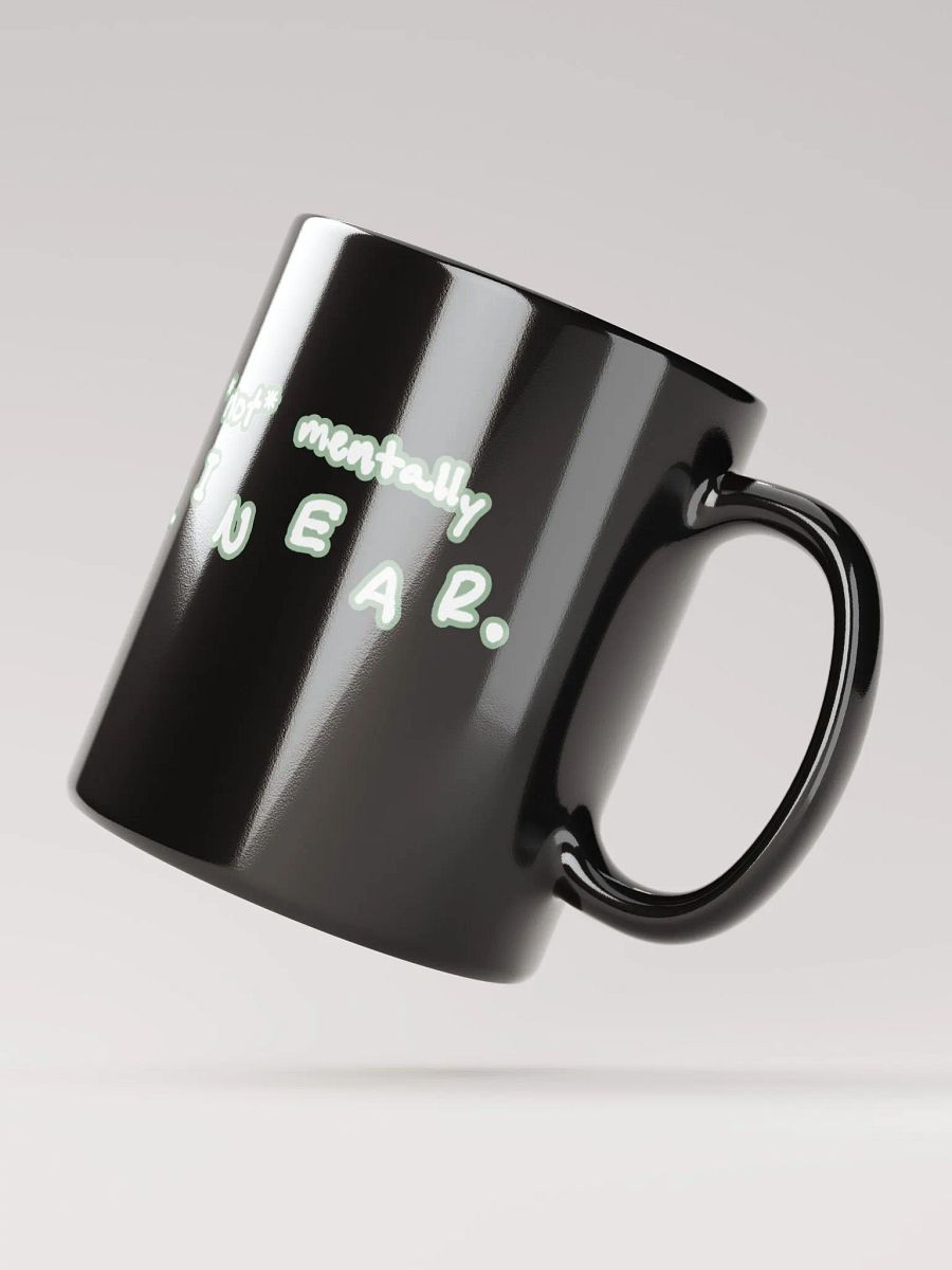 *not* mentally linear (lined design, #96B697) glossy black mug product image (10)