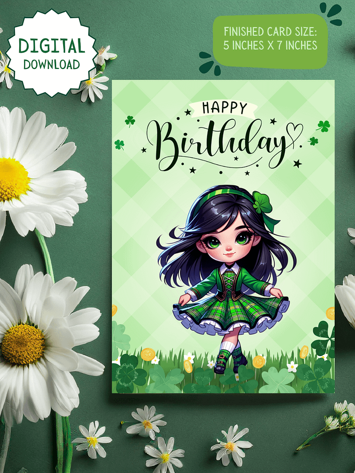 Happy Birthday Card Irish lass (digital download) product image (1)