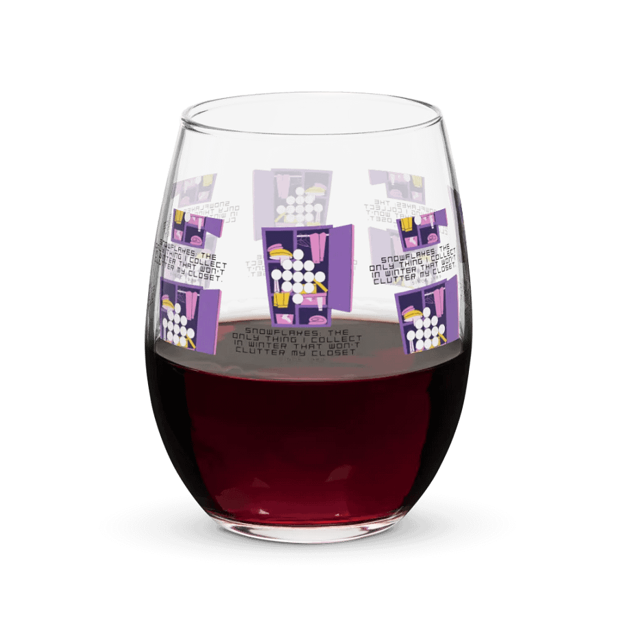 Snowflakes the only thing I collect in winter that won't clutter my closet. Stemless Wine Glass product image (9)