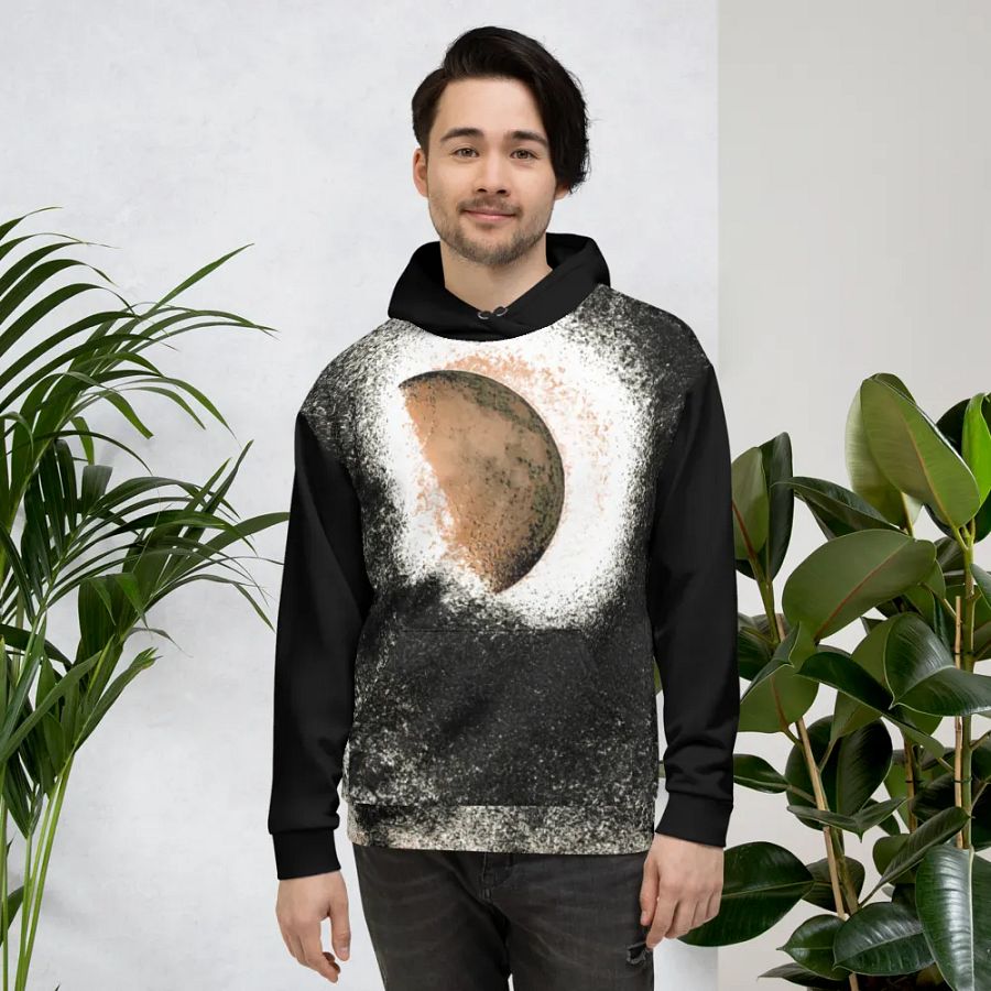 Abstract Textured Disintegrating Moon Unisex Pull Over Hoodie product image (4)