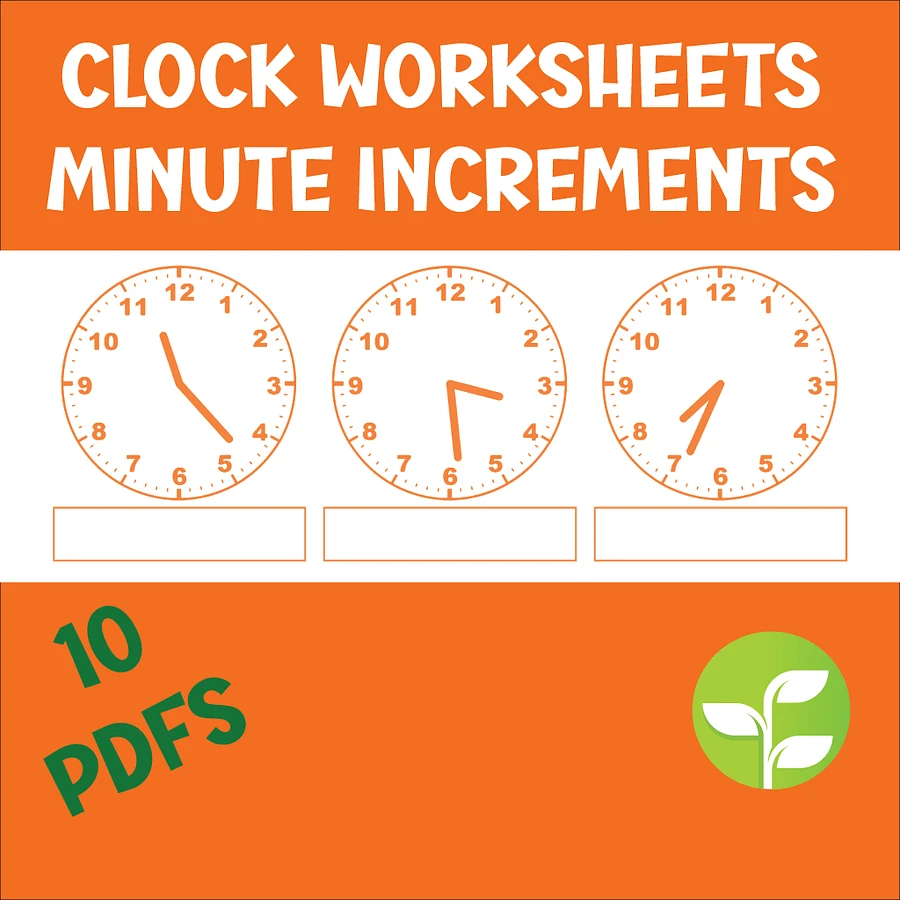 Analog Clock Worksheets - Minute Increments product image (1)