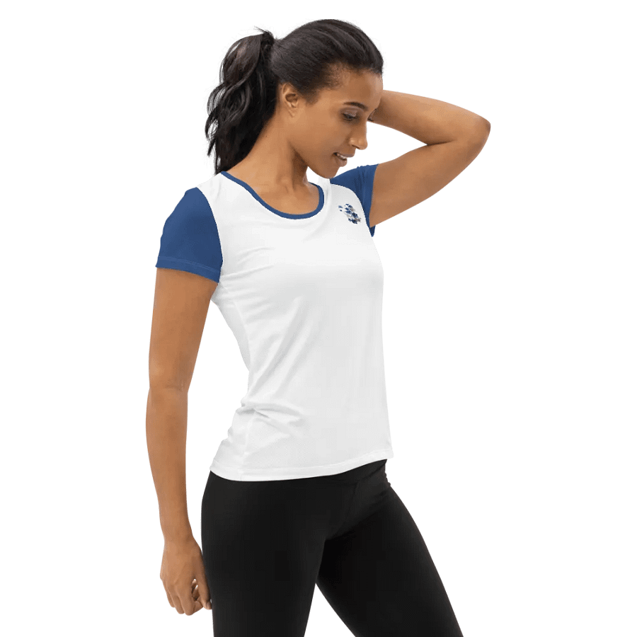 Women's Athletic Short Sleeve Tee, With Blue Flowers product image (3)