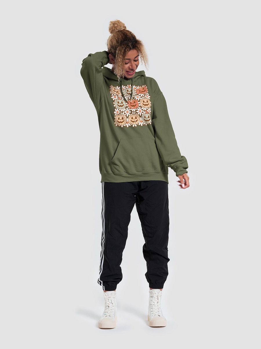 A Grid of Pumpkins and Flowers Hooded Sweatshirt | Cute Fall and Halloween Hoodie Design product image (33)