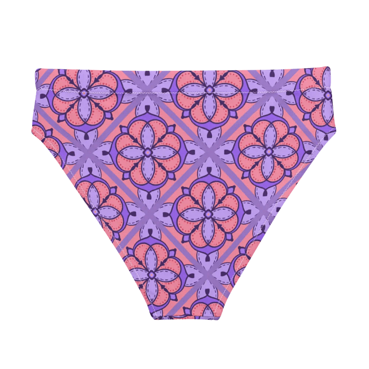 Peach and Lilac Symmetry Pattern High Waisted Bikini Bottom product image (2)
