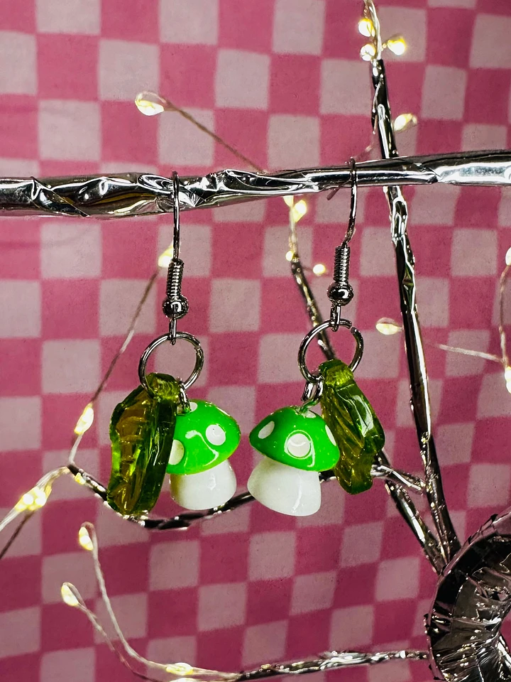 Green Mushroom Leaf Earrings product image (1)