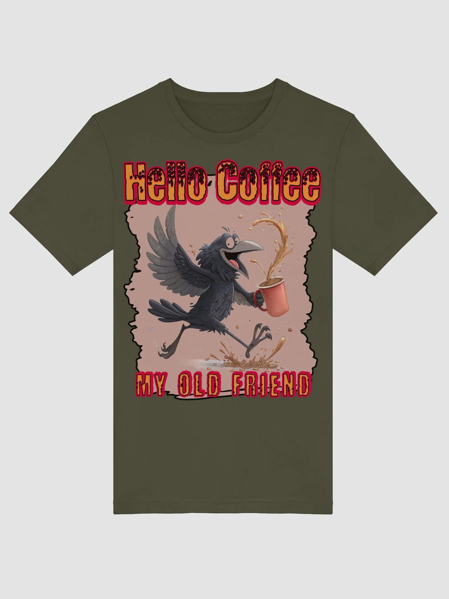 Hello Coffee My Old Friend Raven Joyful Splash T-Shirt product image (1)