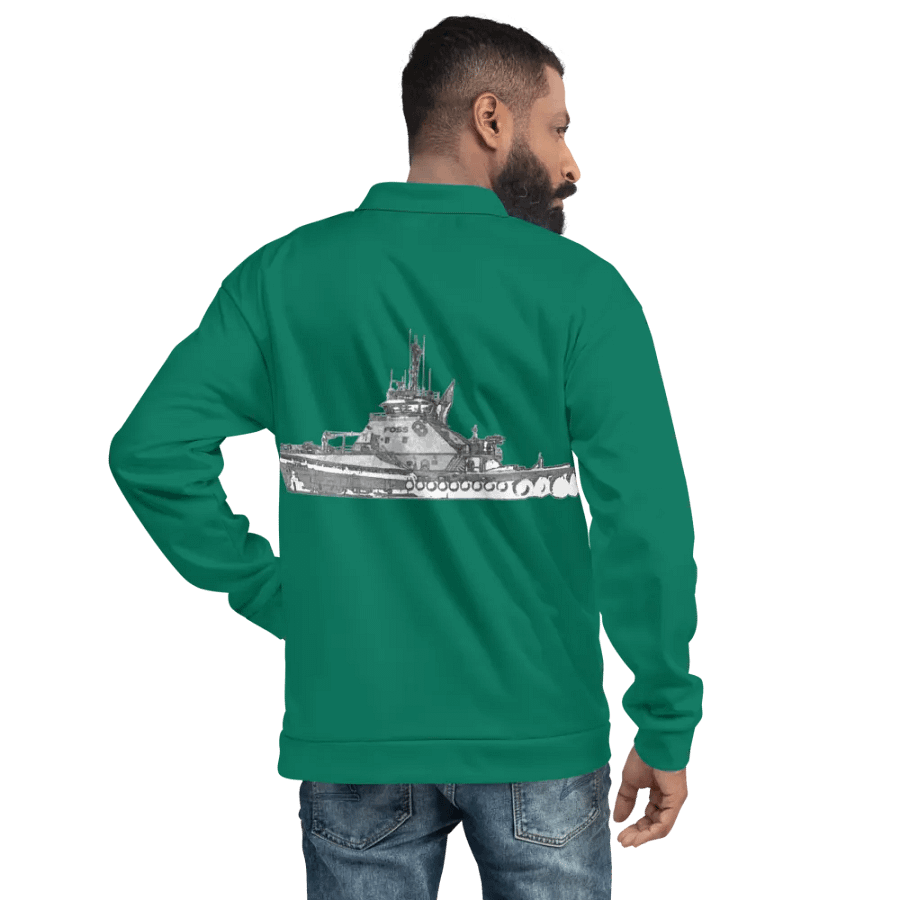Copy of Twin Anchor Titan tug Teal Bomber Jacket product image (12)