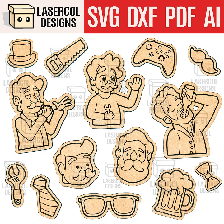 Father's Day Paint Kit DIY Cut Outs Set 1 - Laser Cut Files product image (1)