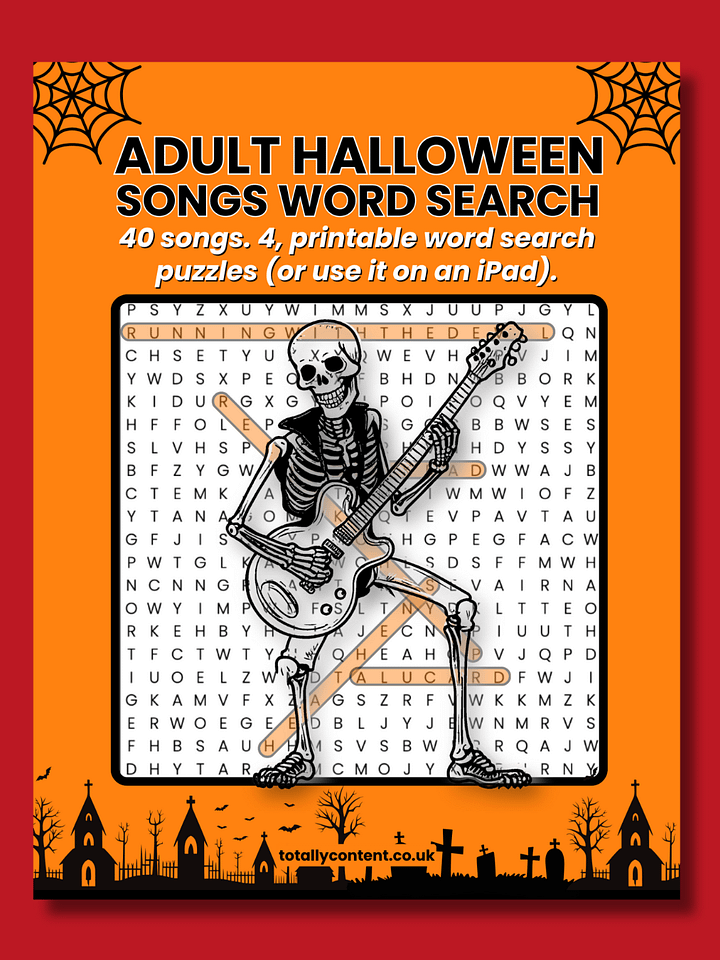 Halloween Songs Alternative Music Word Search for Adults product image (1)