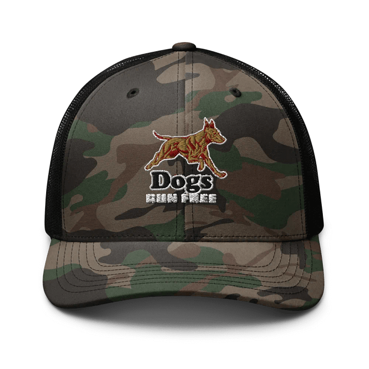 Dogs Run Free Camo Trucker Hat product image (1)