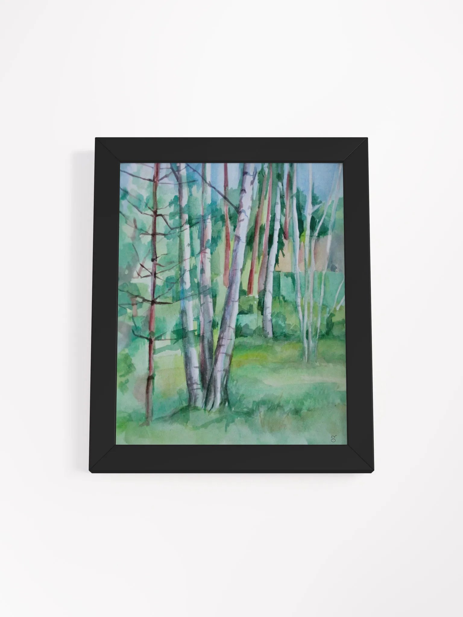 Serene Birch Forest Watercolor Print - Nice Forest Dacha product image (2)