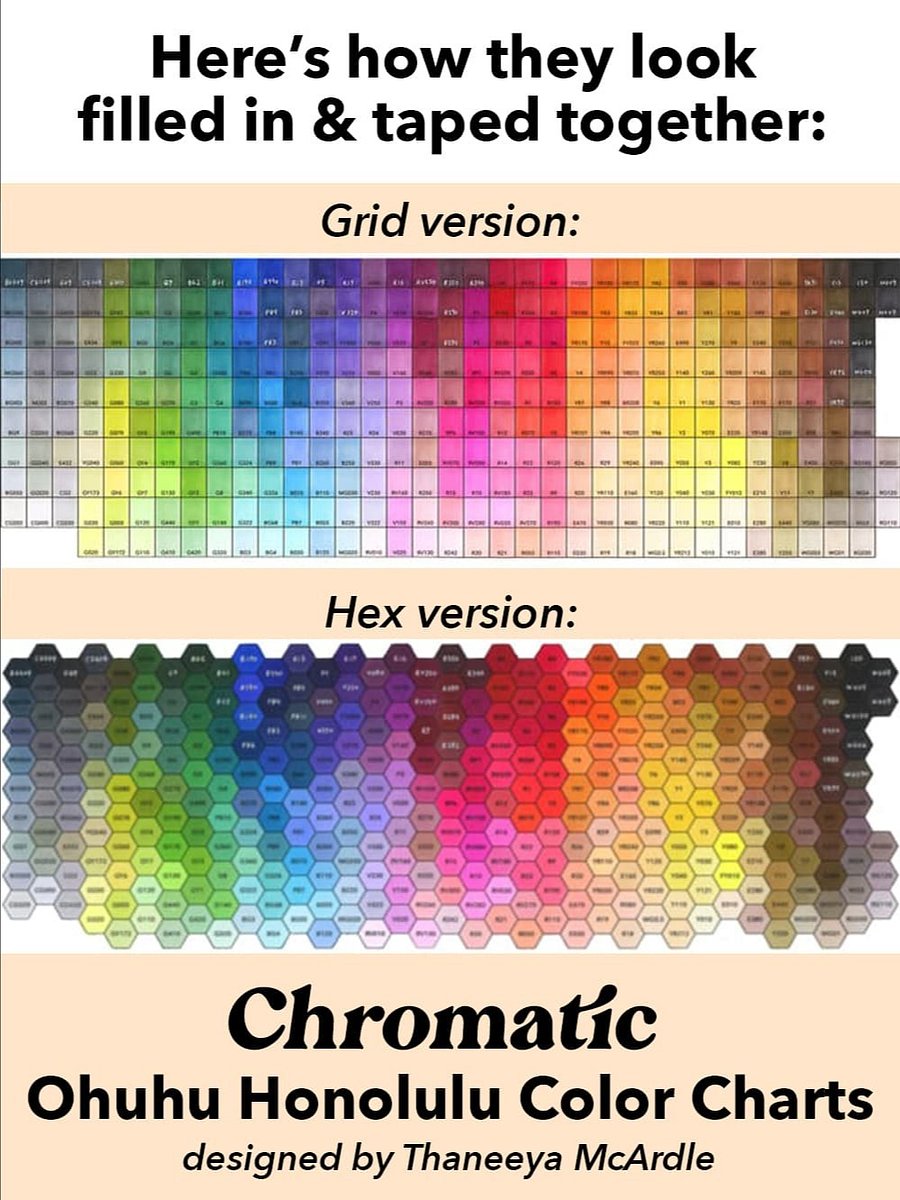Ohuhu Color Chart - 341 Honolulu Colors in Chromatic Order (Hex + Grid) product image (4)