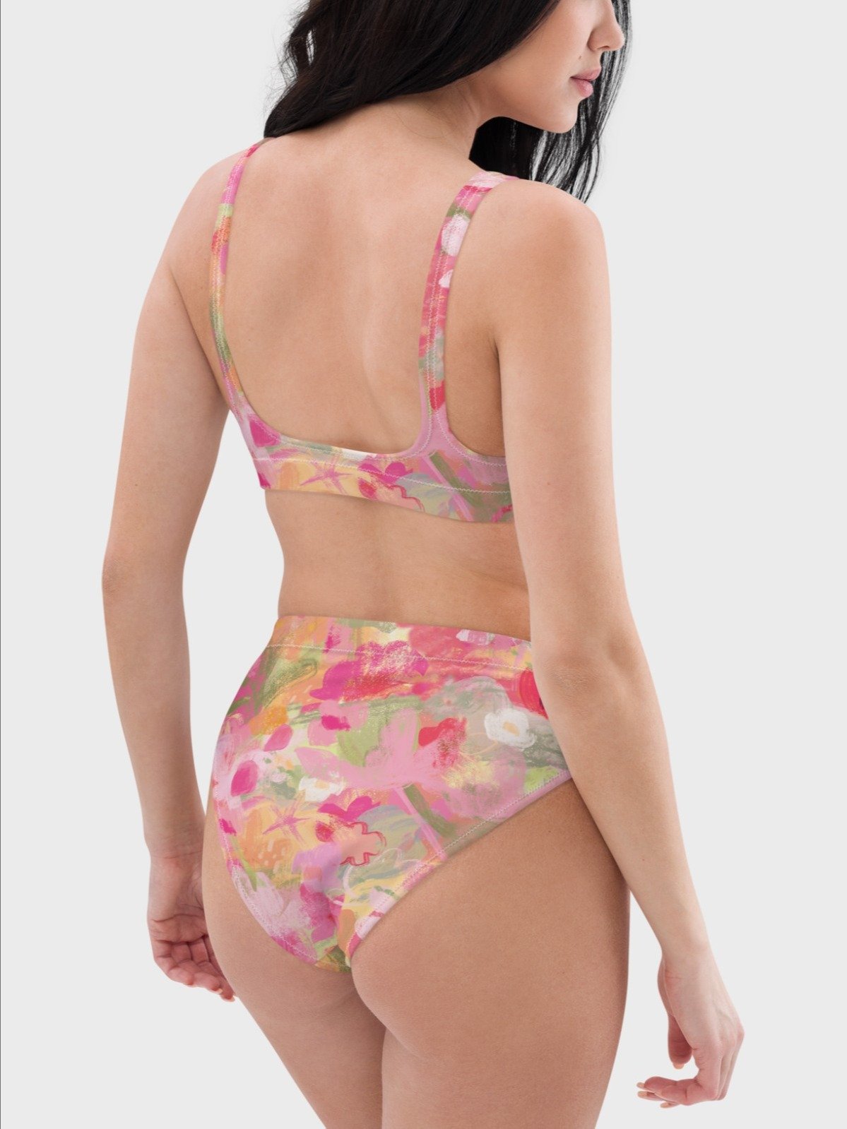 Recycled Padded String Bikini Top "Sweet Pastel Florals of Spring" product image (6)