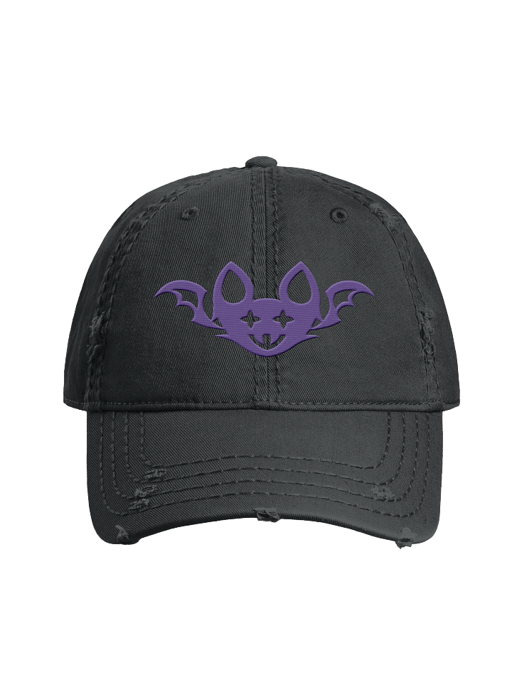 Purple Embroidered Bat Distressed Dad Hat product image (1)