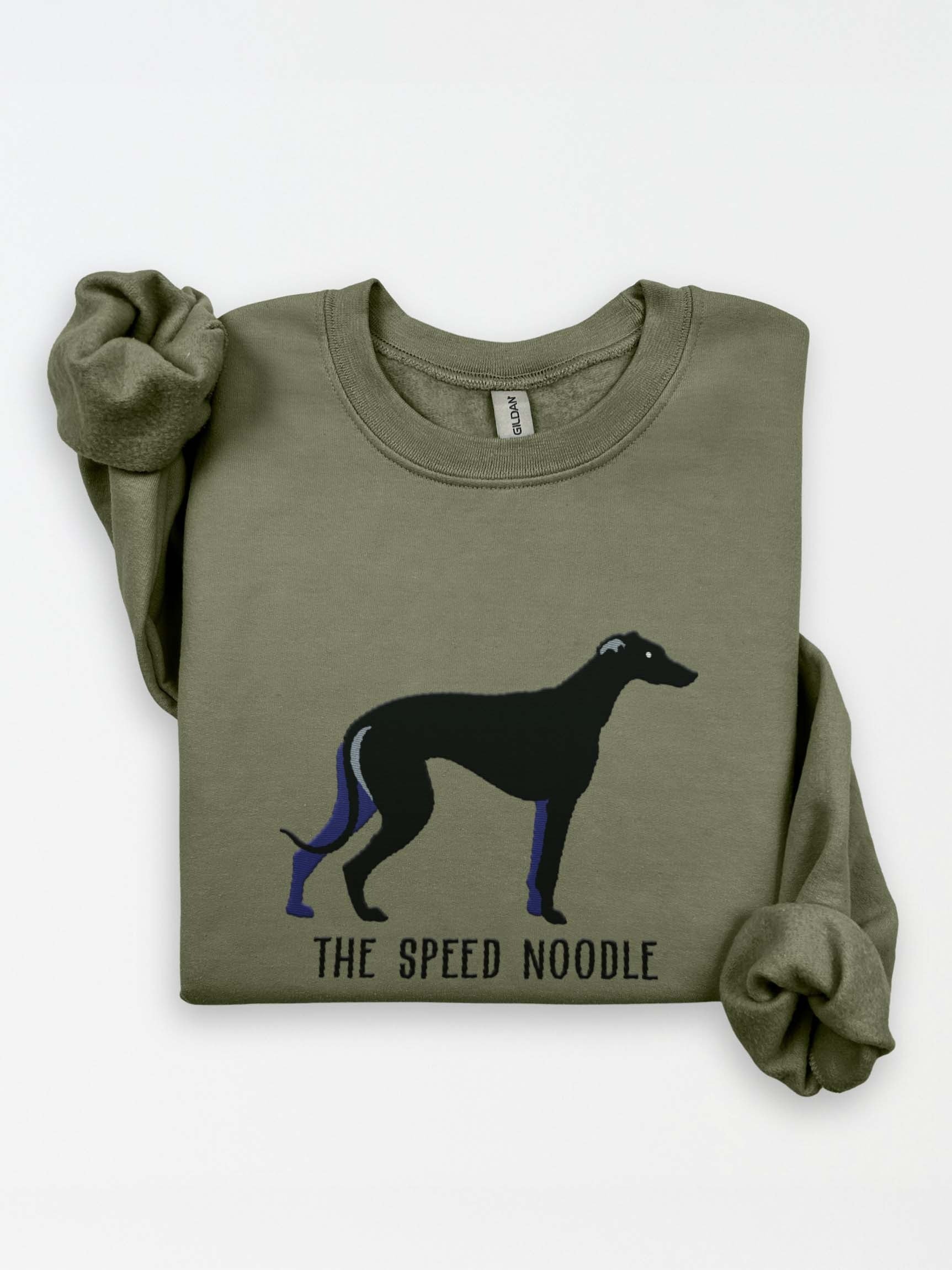 The Speed Noodle Sweatshirt (Embroidered) of an English Greyhound(Black) product image (1)