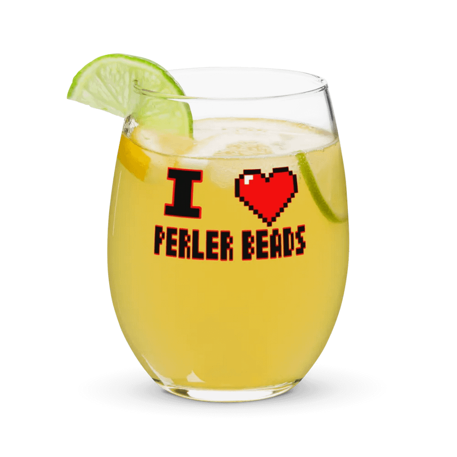 I Heart Perler Bead 2 Wine Glass product image (9)